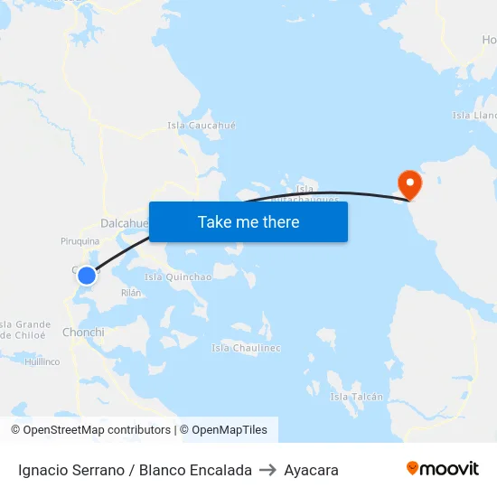 Ignacio Serrano / Blanco Encalada to Ayacara map