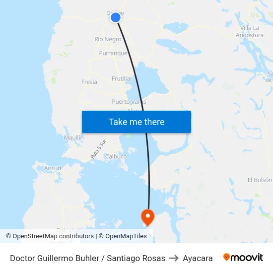 Doctor Guillermo Buhler / Santiago Rosas to Ayacara map