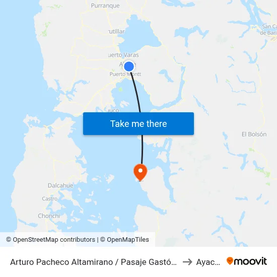 Arturo Pacheco Altamirano / Pasaje Gastón Gómez to Ayacara map