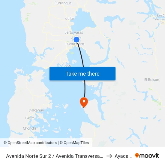 Avenida Norte Sur 2 / Avenida Transversal 3 to Ayacara map