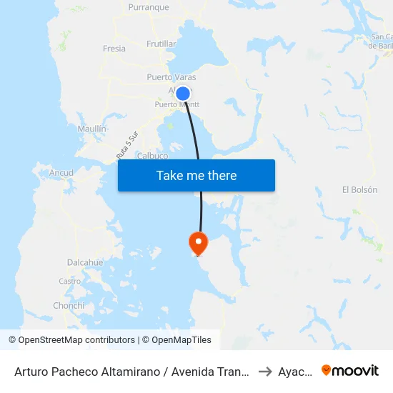 Arturo Pacheco Altamirano / Avenida Transversal 3 to Ayacara map