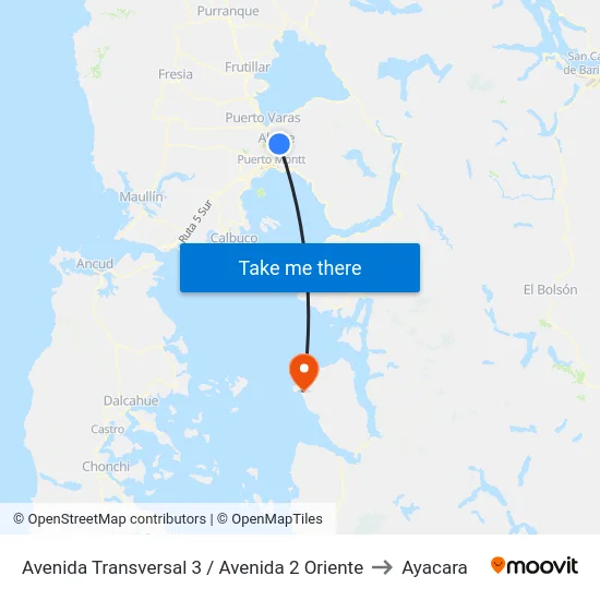 Avenida Transversal 3 / Avenida 2 Oriente to Ayacara map