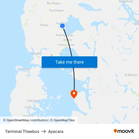 Terminal Thaebus to Ayacara map