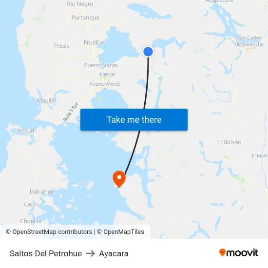 Saltos Del Petrohue to Ayacara map