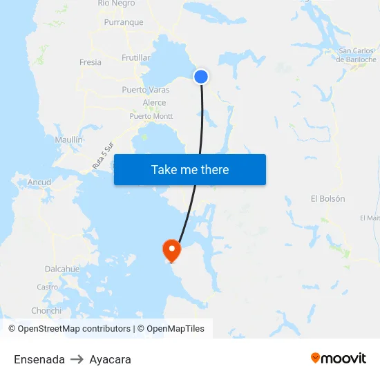 Ensenada to Ayacara map