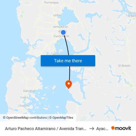 Arturo Pacheco Altamirano / Avenida Transversal 3 to Ayacara map