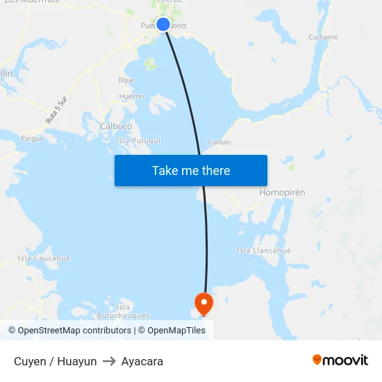 Cuyen / Huayun to Ayacara map
