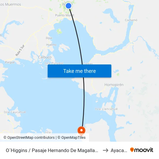 O´Higgins / Pasaje Hernando De Magallanes to Ayacara map