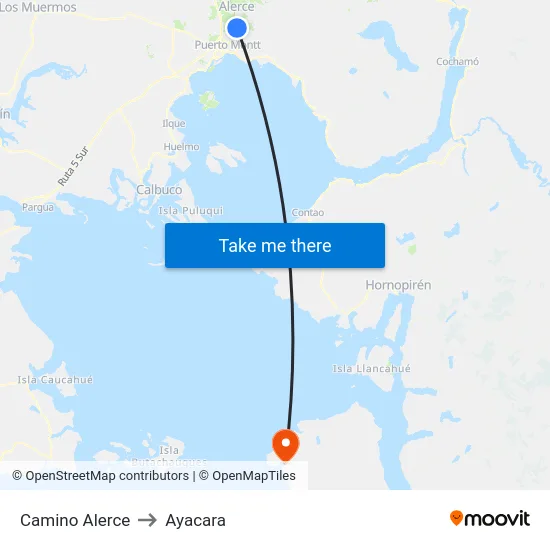 Camino Alerce to Ayacara map