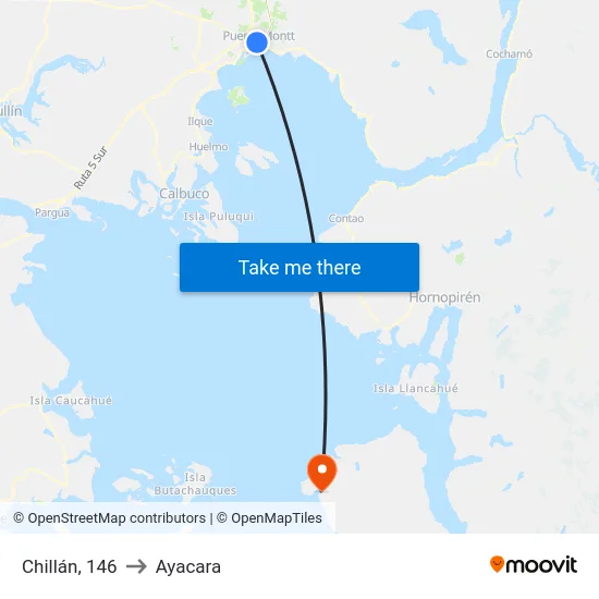 Chillán, 146 to Ayacara map