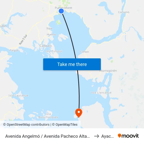 Avenida Angelmó / Avenida Pacheco Altamirano to Ayacara map