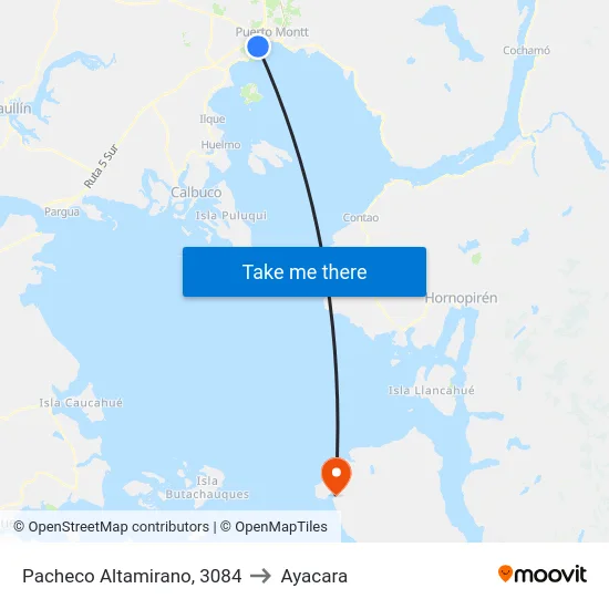 Pacheco Altamirano, 3084 to Ayacara map