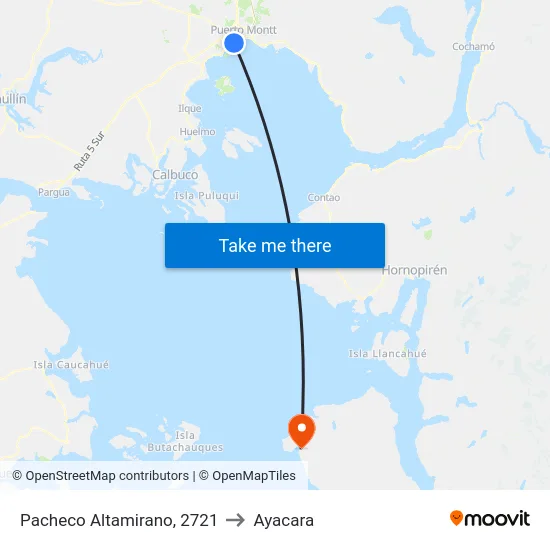 Pacheco Altamirano, 2721 to Ayacara map