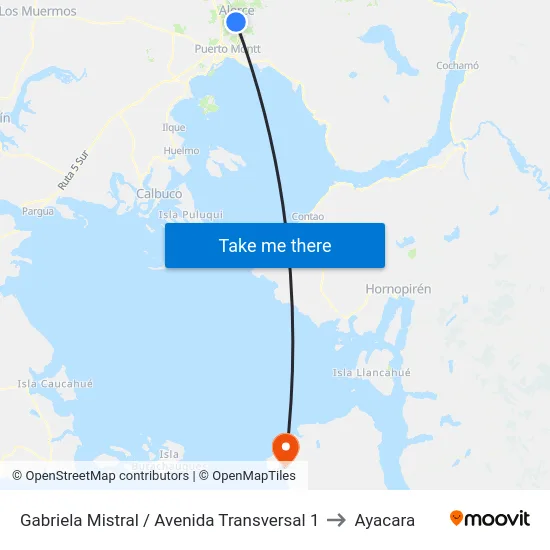Gabriela Mistral / Avenida Transversal 1 to Ayacara map