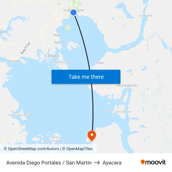 Avenida Diego Portales / San Martín to Ayacara map