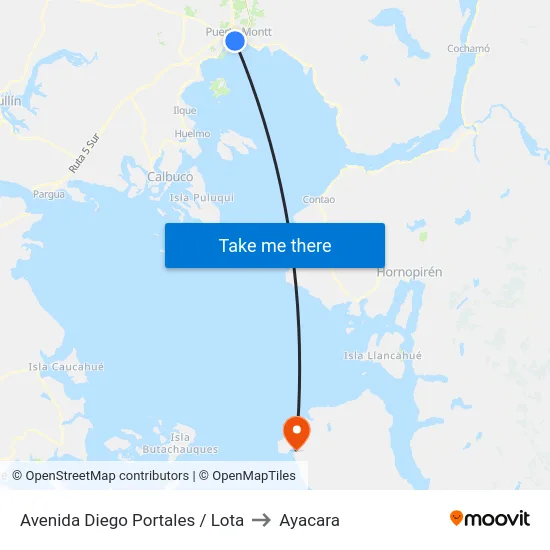Avenida Diego Portales / Lota to Ayacara map