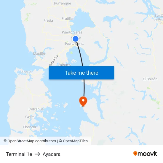 Terminal 1e to Ayacara map