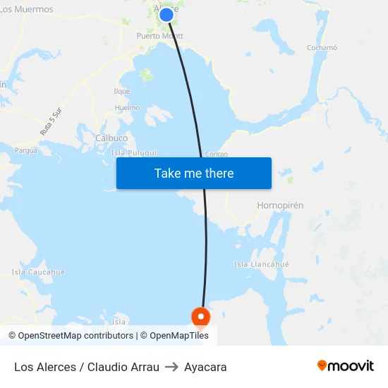 Los Alerces / Claudio Arrau to Ayacara map