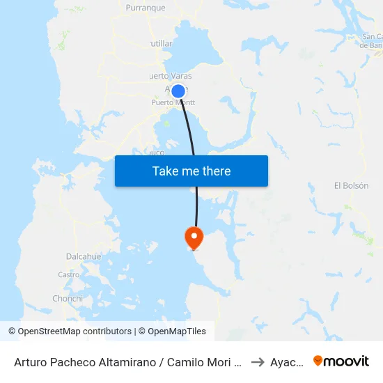Arturo Pacheco Altamirano / Camilo Mori Serrano to Ayacara map