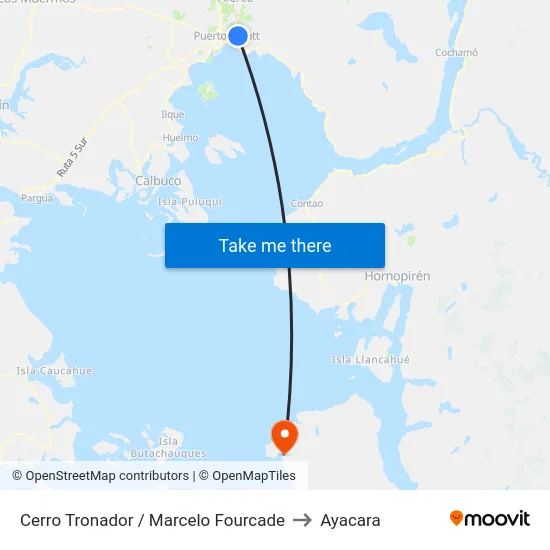 Cerro Tronador / Marcelo Fourcade to Ayacara map