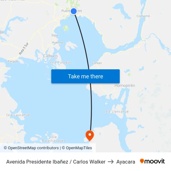 Avenida Presidente Ibañez / Carlos Walker to Ayacara map