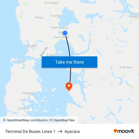 Terminal De Buses Línea 1 to Ayacara map