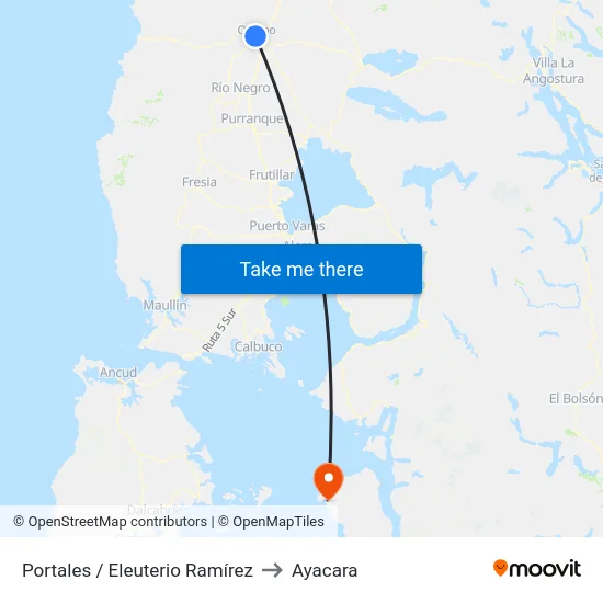 Portales / Eleuterio Ramírez to Ayacara map