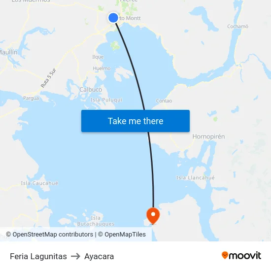 Feria Lagunitas to Ayacara map