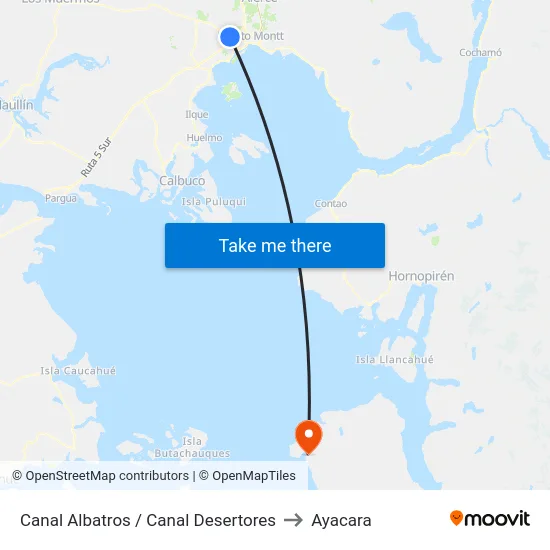Canal Albatros / Canal Desertores to Ayacara map