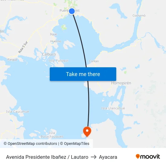 Avenida Presidente Ibañez / Lautaro to Ayacara map