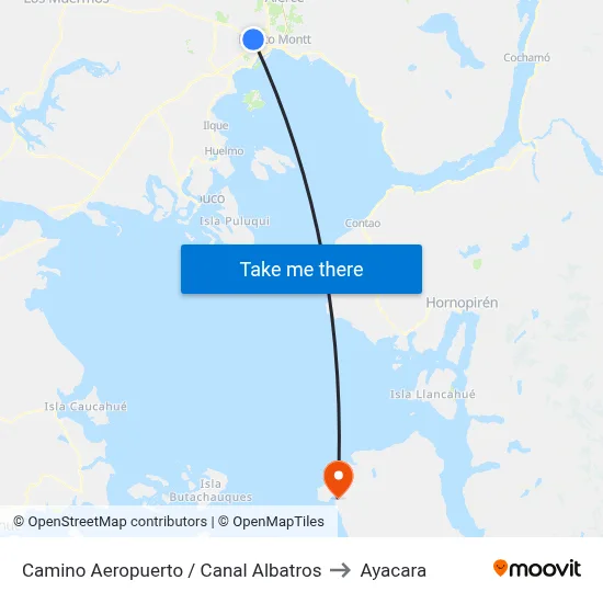 Camino Aeropuerto / Canal Albatros to Ayacara map