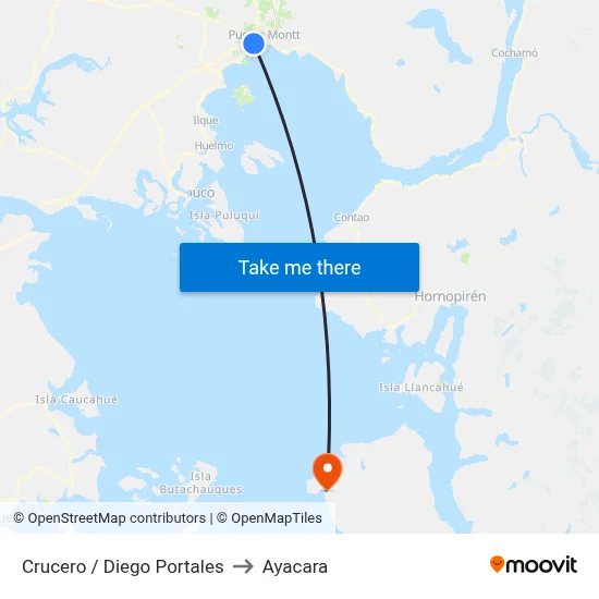 Crucero / Diego Portales to Ayacara map