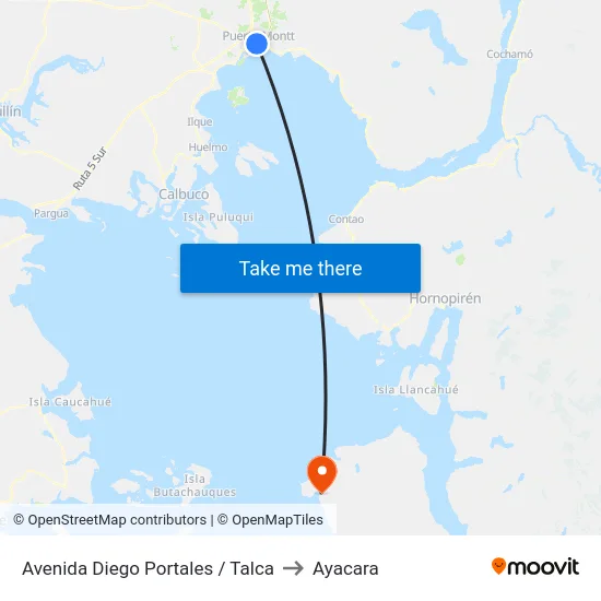 Avenida Diego Portales / Talca to Ayacara map