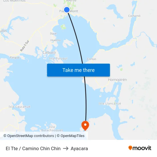 El Tte / Camino Chin Chin to Ayacara map