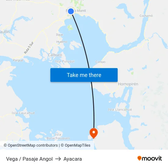 Vega / Pasaje Angol to Ayacara map