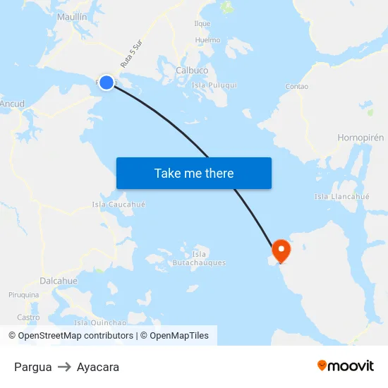 Pargua to Ayacara map