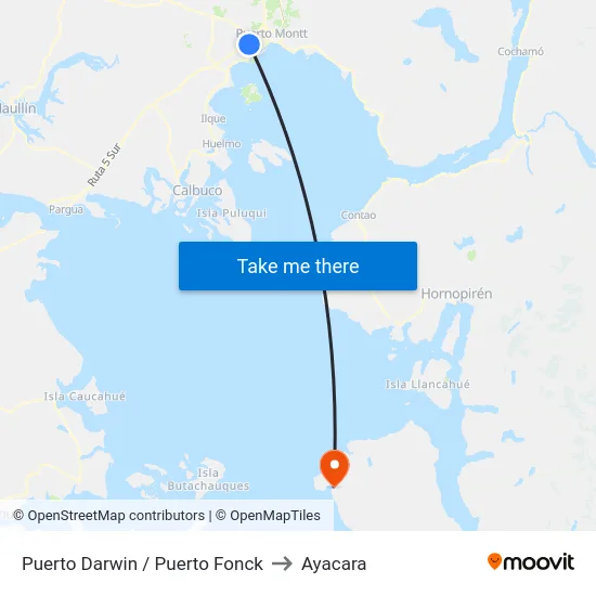 Puerto Darwin / Puerto Fonck to Ayacara map