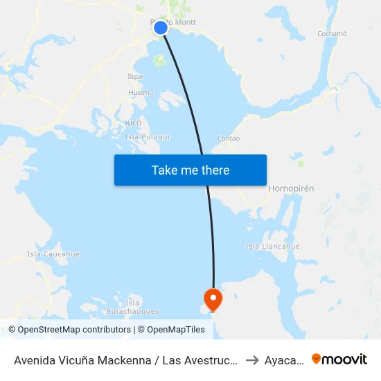 Avenida Vicuña Mackenna / Las Avestruces to Ayacara map