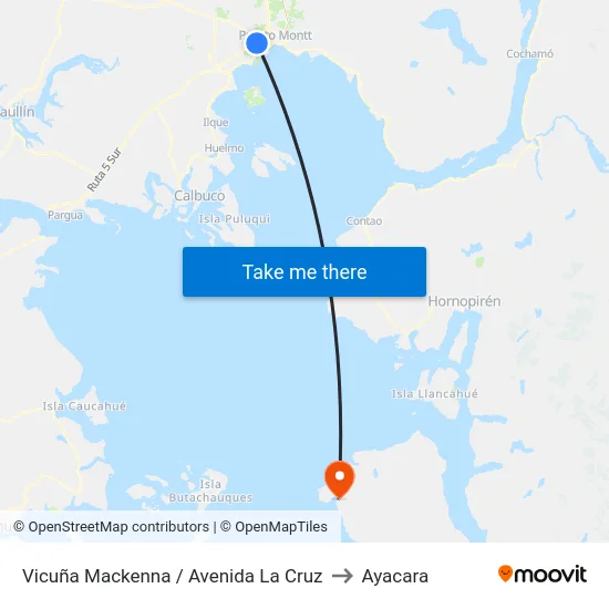 Vicuña Mackenna / Avenida La Cruz to Ayacara map