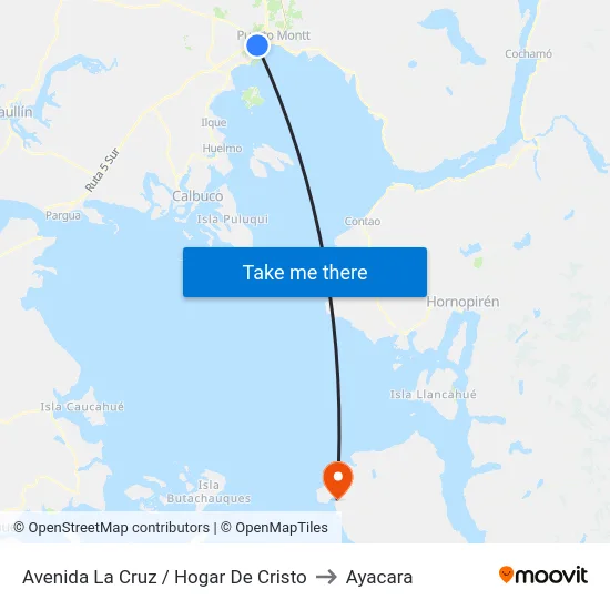 Avenida La Cruz / Hogar De Cristo to Ayacara map