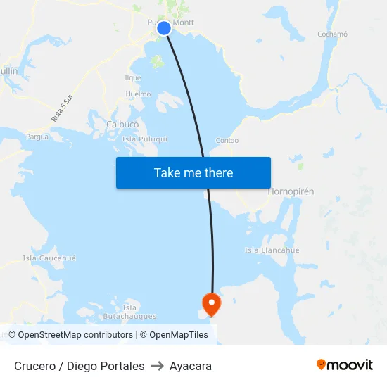 Crucero / Diego Portales to Ayacara map