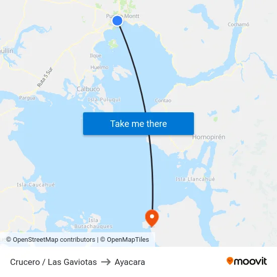 Crucero / Las Gaviotas to Ayacara map