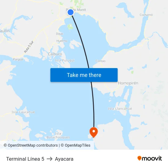 Terminal Línea 5 to Ayacara map