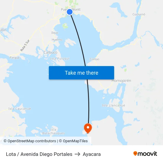 Lota / Avenida Diego Portales to Ayacara map