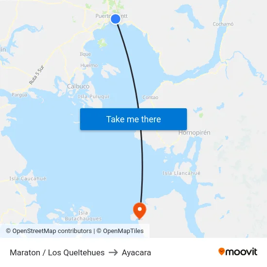 Maraton / Los Queltehues to Ayacara map