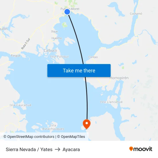 Sierra Nevada / Yates to Ayacara map