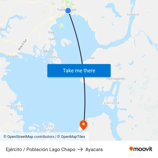 Ejército / Población Lago Chapo to Ayacara map