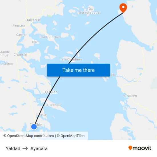 Yaldad to Ayacara map