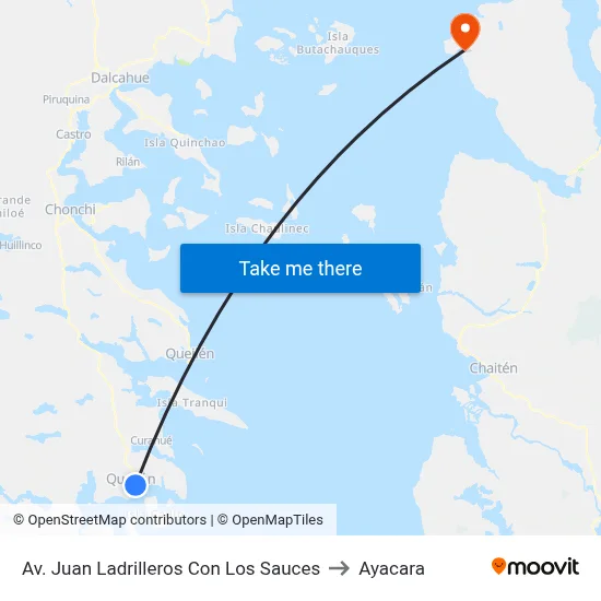 Av. Juan Ladrilleros Con Los Sauces to Ayacara map