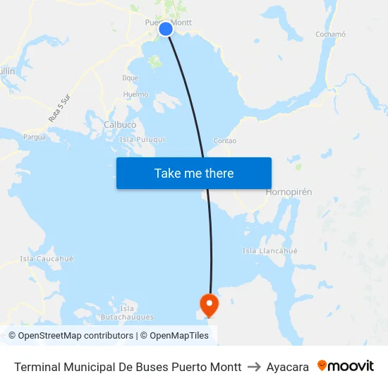 Terminal Municipal De Buses Puerto Montt to Ayacara map
